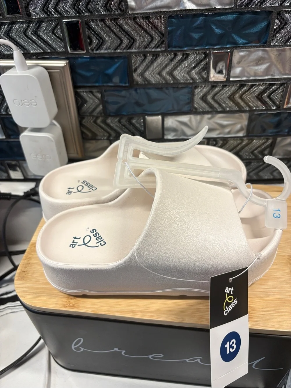 art class Cream Platform Slide Sandals for Kids
